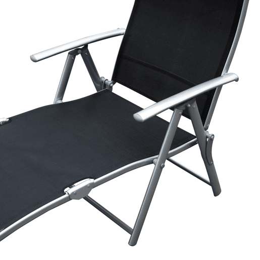 Outsunny Espreguiçadeira Dobrável de Jardim com Encosto Ajustável em 7 Posições Apoio para a Cabeça para Terraço Piscina Exterior Carga Máxima 165kg 137x63,5x100,5cm Preto