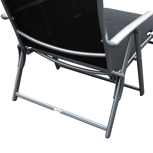 Outsunny Espreguiçadeira Dobrável de Jardim com Encosto Ajustável em 7 Posições Apoio para a Cabeça para Terraço Piscina Exterior Carga Máxima 165kg 137x63,5x100,5cm Preto