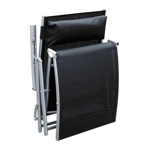 Outsunny Espreguiçadeira Dobrável de Jardim com Encosto Ajustável em 7 Posições Apoio para a Cabeça para Terraço Piscina Exterior Carga Máxima 165kg 137x63,5x100,5cm Preto