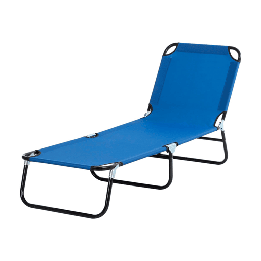 Outsunny Espreguiçadeira Dobrável Reclinável com Ângulo Ajustável de 3 Posições para Exterior Carga 120 kg 188x56x28 cm Azul