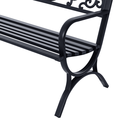 Outsunny Banco de Jardim de 2 Lugares Banco de Terraço de Ferro com Design Clássico Padrão Floral Carga 240 kg 127x60x85cm Preto