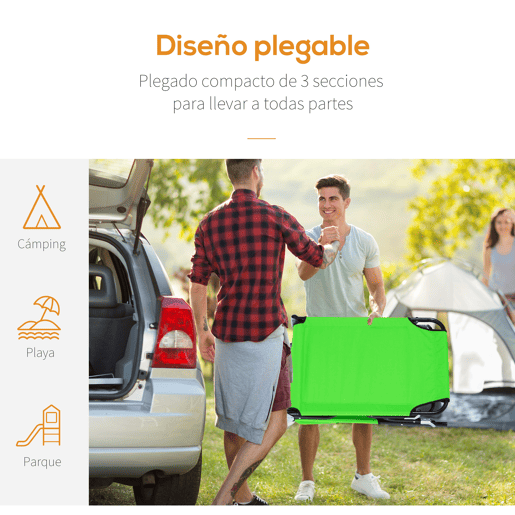 Outsunny Espreguiçadeira Dobrável com Encosto Regulável em 4 Posições, Espreguiçadeira de Jardim com Orifício para Leitura, Almofada, Estrutura Metálica e Tecido Oxford para Praia e Terraço, Peso Máx. 120 kg, 190x56x28 cm, Verde