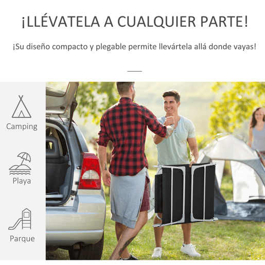 Outsunny Espreguiçadeira de Jardim Reclinável e Dobrável com Orifício de Leitura Apoio para Cabeça e Encosto Ajustável em 4 Níveis para Praia 182x56x24,5 cm Preto