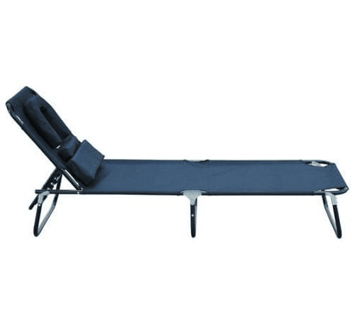Outsunny Espreguiçadeira Dobrável com Encosto Regulável em 4 Posições, Orifício para Leitura, Almofada, Estrutura Metálica e Tecido Oxford para Praia e Terraço, Suporta até 120 kg, 190x56x28 cm, Preto