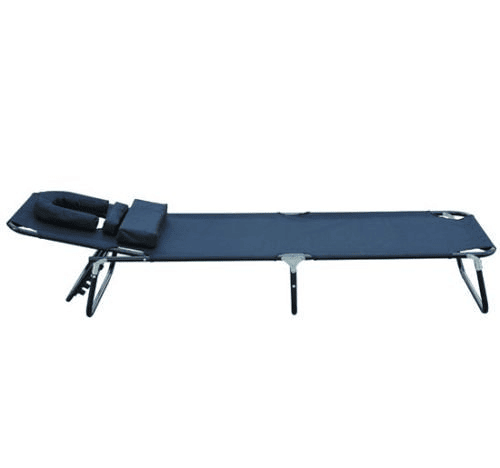 Outsunny Espreguiçadeira Dobrável com Encosto Regulável em 4 Posições, Orifício para Leitura, Almofada, Estrutura Metálica e Tecido Oxford para Praia e Terraço, Suporta até 120 kg, 190x56x28 cm, Preto