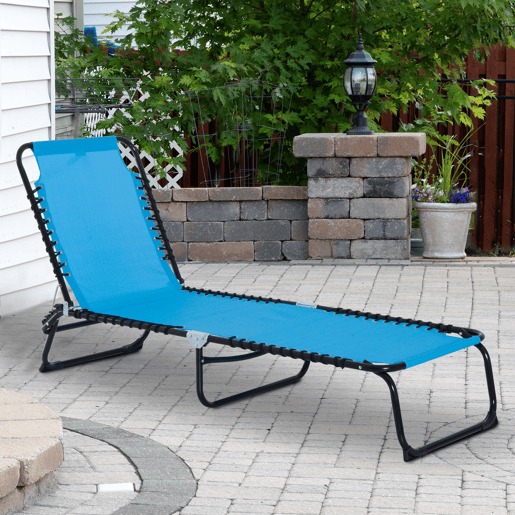 Outsunny Espreguiçadeira Dobrável, Espreguiçadeira de Jardim Reclinável com 4 Posições, Apoio de Cabeça e Estrutura de Aço, Suporta 120 kg, para Terraço, Piscina, Praia, 189x58x30 cm, Azul Claro