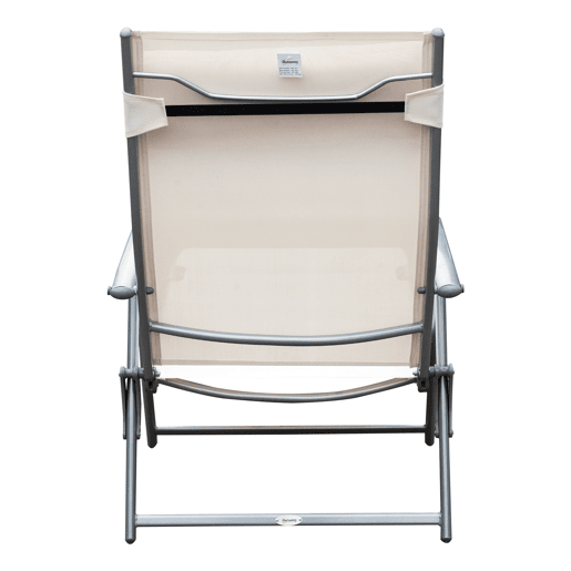 Outsunny Espreguiçadeira Dobrável de Jardim com Encosto Ajustável em 7 Posições Apoio para a Cabeça para Terraço Piscina Exterior Carga Máxima 165kg 137x63,5x100,5cm Creme