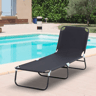 Outsunny Espreguiçadeira Dobrável Reclinável com Ângulo Ajustável de 3 Posições para Exterior Carga 120 kg 188x56x28 cm Preto