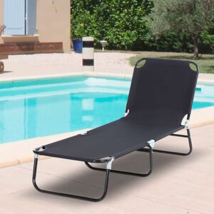 Outsunny Espreguiçadeira Dobrável Reclinável com Ângulo Ajustável de 3 Posições para Exterior Carga 120 kg 188x56x28 cm Preto