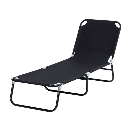 Outsunny Espreguiçadeira Dobrável Reclinável com Ângulo Ajustável de 3 Posições para Exterior Carga 120 kg 188x56x28 cm Preto