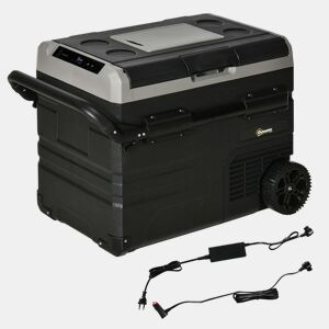 Outsunny Geleira de Compressor Portátil 60L Geleira de Carro CC 12V24V até -20? com Ecrã LED Tátil Alça Retrátil e Rodas 71,1x46x57,1 cm Preto