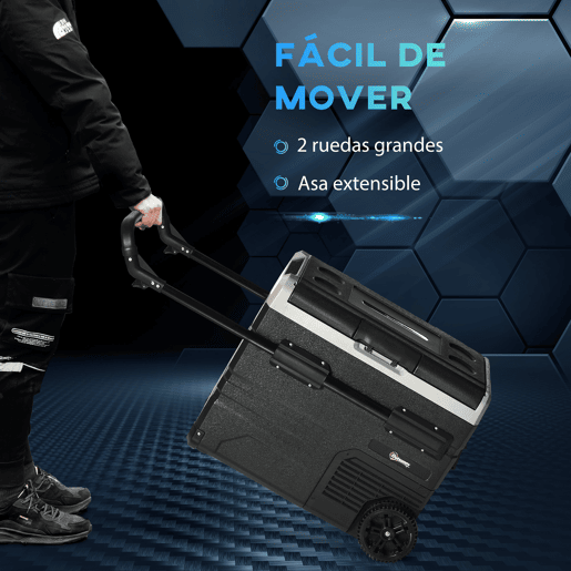 Outsunny Geleira de Compressor Portátil 60L Geleira de Carro CC 12V24V até -20? com Ecrã LED Tátil Alça Retrátil e Rodas 71,1x46x57,1 cm Preto
