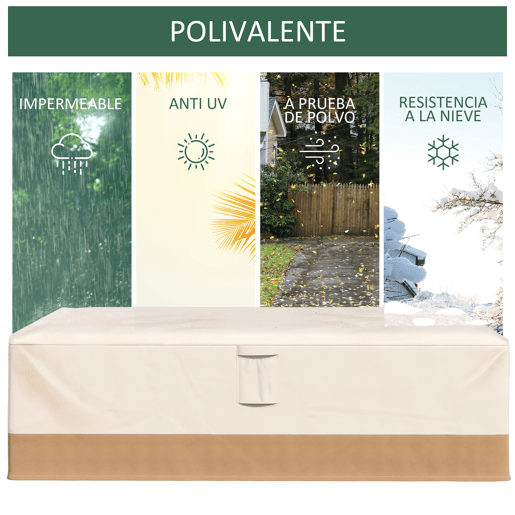 Outsunny Capa Protetora para Móveis de Jardim 270x200x78cm Tecido Oxford 600D Impermeável Cobertura para Sofás Mesas Exterior com 4 Ventilações 5 Alças Cordão de Tração Bege