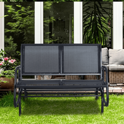 Outsunny Banco Baloiço tipo Cadeira Oscilante para Jardim ou Pátio com 2 Lugares 120x70x85 cm Suporta até 200 kg em Metal e Tecido Texteline