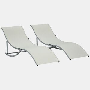 Outsunny 2 espreguiƧadeiras ergonĆ“micas dobrĆ”veis u200Bu200Bem forma de S com estrutura de alumĆnio Textilene para piscina pĆ”tio jardim e varanda 165x61x63 cm Bege