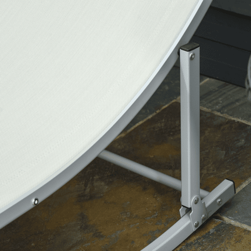 Outsunny 2 espreguiçadeiras ergonômicas dobráveis u200Bu200Bem forma de S com estrutura de alumínio Textilene para piscina pátio jardim e varanda 165x61x63 cm Bege