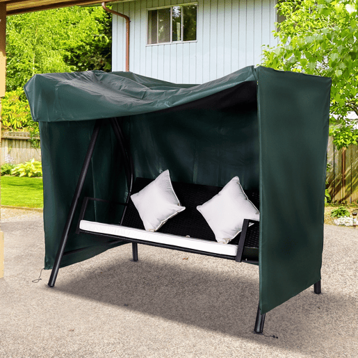 Outsunny Capa para Baloiços de Exterior Impermeável com Fecho de Correr Capa para Móveis de Exterior em Tecido Oxford 600D Ideal para Baloiços 205x124x164 cm Verde Escuro