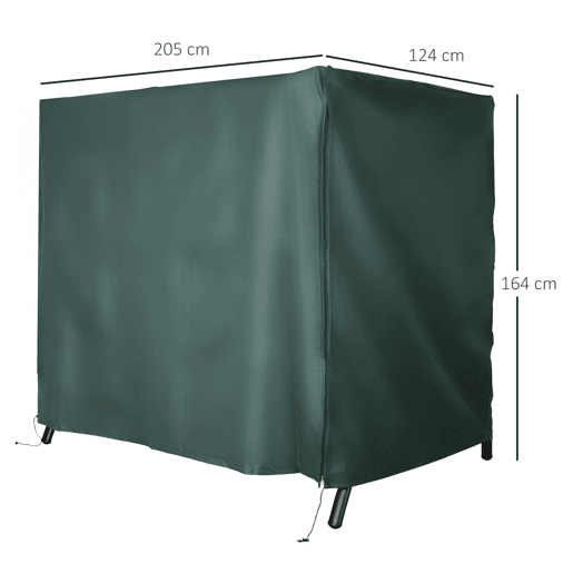 Outsunny Capa para Baloiços de Exterior Impermeável com Fecho de Correr Capa para Móveis de Exterior em Tecido Oxford 600D Ideal para Baloiços 205x124x164 cm Verde Escuro