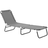 Outsunny Espreguiçadeira Dobrável Reclinável com Ângulo Ajustável de 3 Posições para Exterior Carga 120 kg 188x56x28 cm Cinza