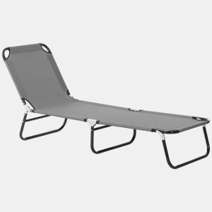 Outsunny Espreguiçadeira Dobrável Reclinável com Ângulo Ajustável de 3 Posições para Exterior Carga 120 kg 188x56x28 cm Cinza
