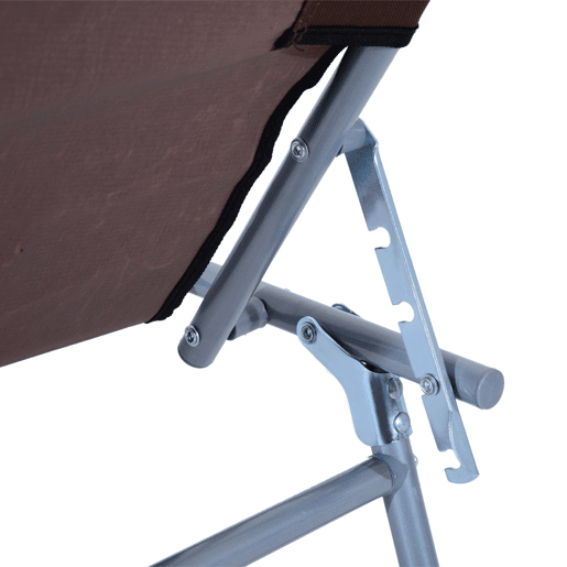 Outsunny Espreguiçadeira de Jardim Dobrável com Toldo Removível e Ajustável em Ângulo e Encosto Ajustável em 4 Posições para Jardim Terraço Campismo Exterior 187x58x36cm Marrom