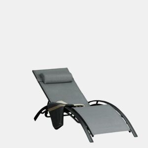 Outsunny Espreguiçadeira Reclinável com Encosto Ajustável em 5 Posições e Apoio de Cabeça Removível Acolchoado Alumínio Textilene para Varanda Terraço Jardim 171x64x82 cm Cinza