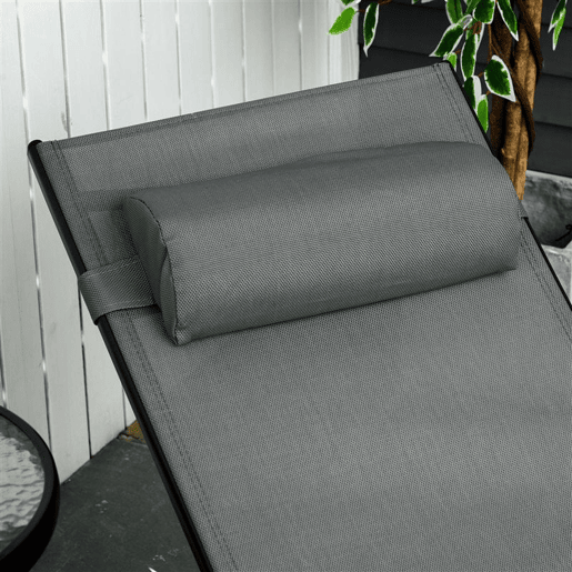 Outsunny Espreguiçadeira Reclinável com Encosto Ajustável em 5 Posições e Apoio de Cabeça Removível Acolchoado Alumínio Textilene para Varanda Terraço Jardim 171x64x82 cm Cinza