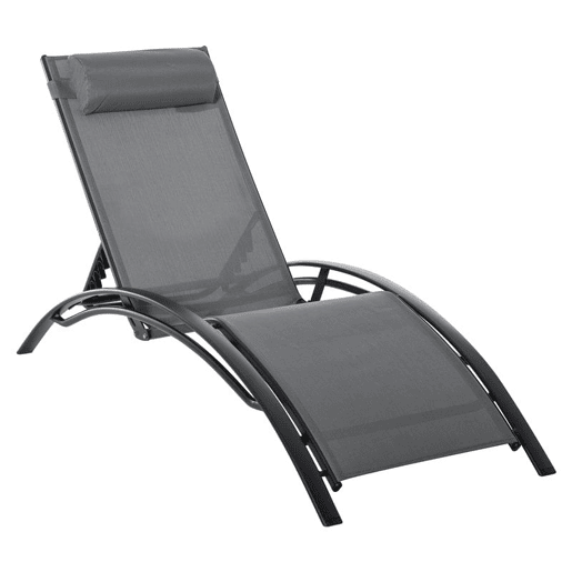 Outsunny Espreguiçadeira Reclinável com Encosto Ajustável em 5 Posições e Apoio de Cabeça Removível Acolchoado Alumínio Textilene para Varanda Terraço Jardim 171x64x82 cm Cinza