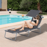 Outsunny Espreguiçadeira de Jardim Dobrável com Toldo Removível e Ajustável em Ângulo e Encosto Ajustável em 4 Posições para Jardim Terraço Campismo Exterior 187x58x36cm Cinza
