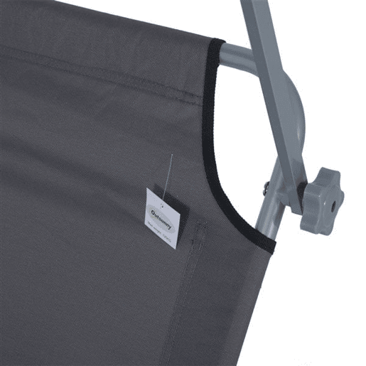 Outsunny Espreguiçadeira de Jardim Dobrável com Toldo Removível e Ajustável em Ângulo e Encosto Ajustável em 4 Posições para Jardim Terraço Campismo Exterior 187x58x36cm Cinza