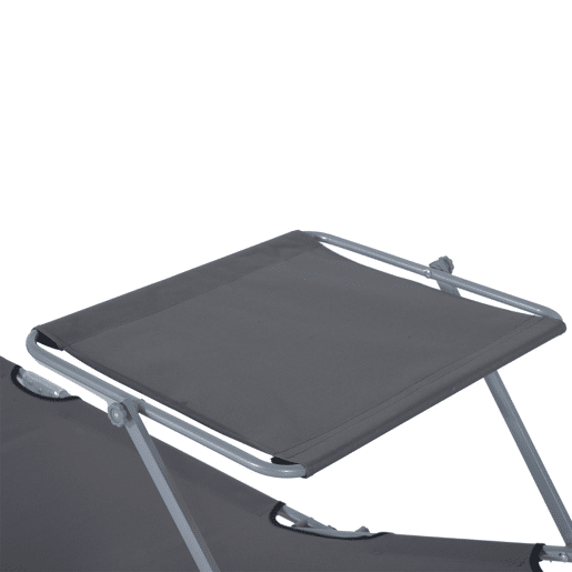 Outsunny Espreguiçadeira de Jardim Dobrável com Toldo Removível e Ajustável em Ângulo e Encosto Ajustável em 4 Posições para Jardim Terraço Campismo Exterior 187x58x36cm Cinza