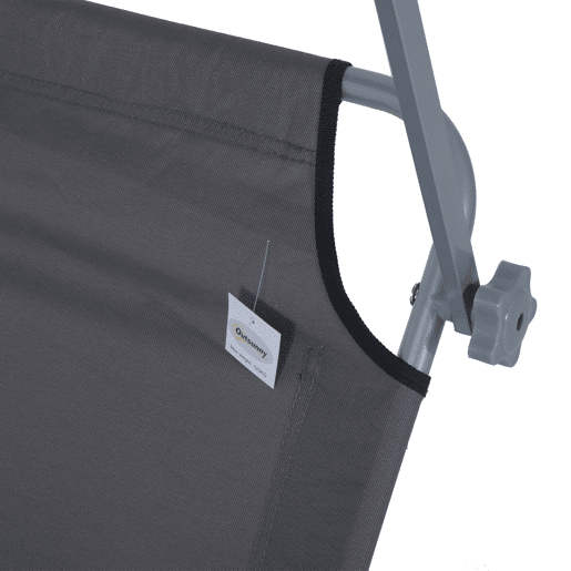 Outsunny Espreguiçadeira de Jardim Dobrável com Toldo Removível e Ajustável em Ângulo e Encosto Ajustável em 4 Posições para Jardim Terraço Campismo Exterior 187x58x36cm Cinza