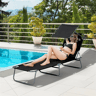 Outsunny Espreguiçadeira de Jardim Dobrável com Toldo Removível e Ajustável em Ângulo e Encosto Ajustável em 4 Posições para Jardim Terraço Campismo Exterior 187x58x36cm Preto
