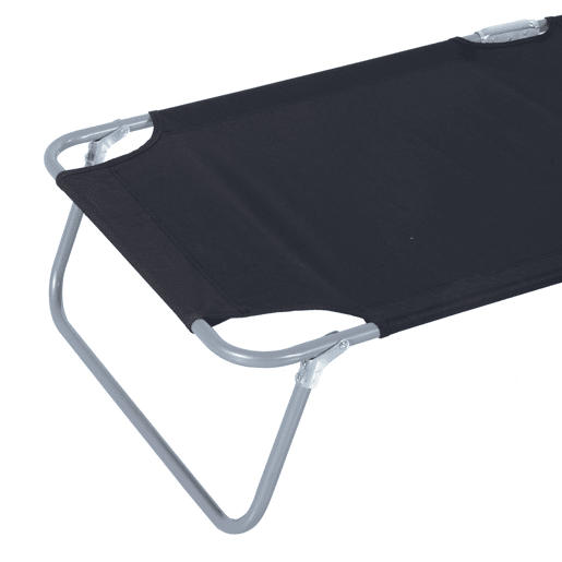 Outsunny Espreguiçadeira de Jardim Dobrável com Toldo Removível e Ajustável em Ângulo e Encosto Ajustável em 4 Posições para Jardim Terraço Campismo Exterior 187x58x36cm Preto