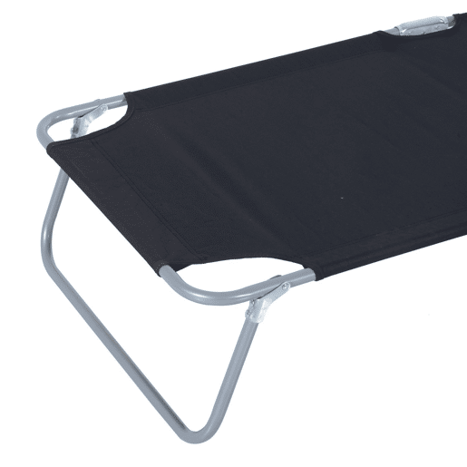 Outsunny Espreguiçadeira de Jardim Dobrável com Toldo Removível e Ajustável em Ângulo e Encosto Ajustável em 4 Posições para Jardim Terraço Campismo Exterior 187x58x36cm Preto