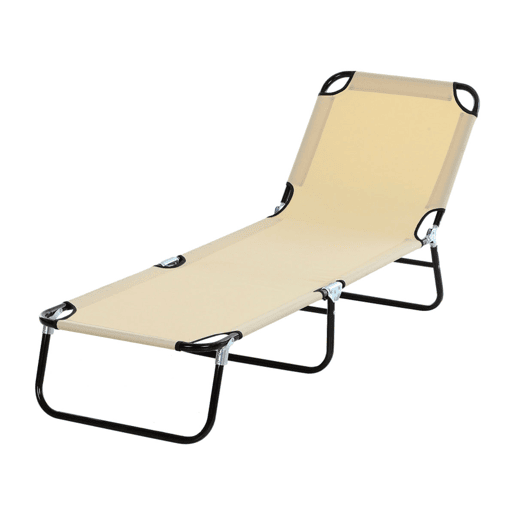 Outsunny Espreguiçadeira Dobrável Reclinável com Ângulo Ajustável de 3 Posições para Exterior Carga 120 kg 188x56x28 cm Creme
