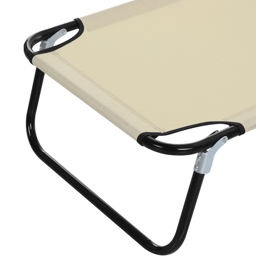 Outsunny Espreguiçadeira Dobrável Reclinável com Ângulo Ajustável de 3 Posições para Exterior Carga 120 kg 188x56x28 cm Creme