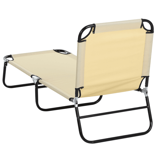Outsunny Espreguiçadeira Dobrável Reclinável com Ângulo Ajustável de 3 Posições para Exterior Carga 120 kg 188x56x28 cm Creme