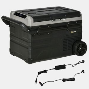 Outsunny Geleira Elétrica de Compressor Portátil 40L Geleira de Carro CC 12V24V até -20? com Ecrã LED Tátil Alça Retrátil e Rodas 71,1x46x44 cm Preto