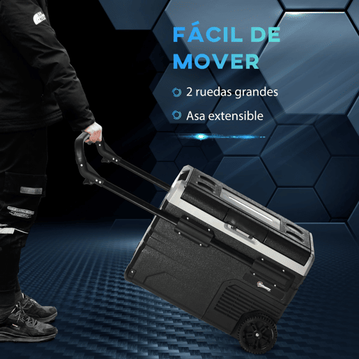 Outsunny Geleira Elétrica de Compressor Portátil 40L Geleira de Carro CC 12V24V até -20? com Ecrã LED Tátil Alça Retrátil e Rodas 71,1x46x44 cm Preto