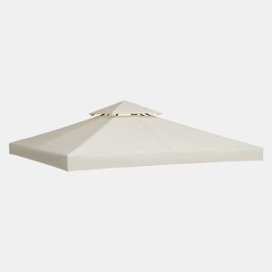Outsunny Telhado de Reposição para Gazebo, 3x3 m, Cobertura de Reposição com Telhado Duplo, 8 Orifícios de Drenagem e Proteção UV, APENAS Toldo de Reposição para Pavilhão Gazebo, Creme