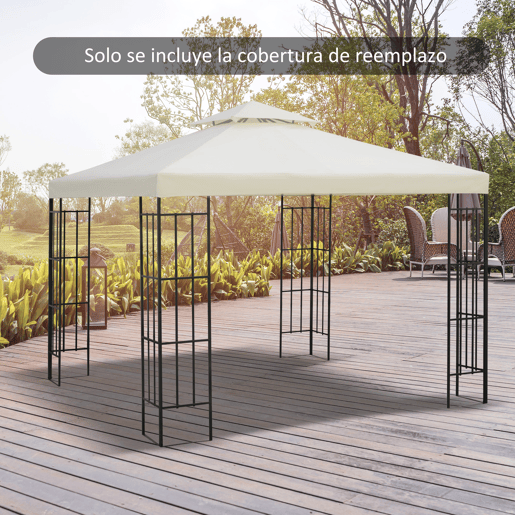 Outsunny Telhado de Reposição para Gazebo, 3x3 m, Cobertura de Reposição com Telhado Duplo, 8 Orifícios de Drenagem e Proteção UV, APENAS Toldo de Reposição para Pavilhão Gazebo, Creme Outsunny Telhado de Reposição para Gazebo, 3x3 m, Cobertura de Reposição com Telhado Duplo, 8 Orifícios de Drenagem e Proteção UV, APENAS Toldo de Reposição para Pavilhão Gazebo, Creme