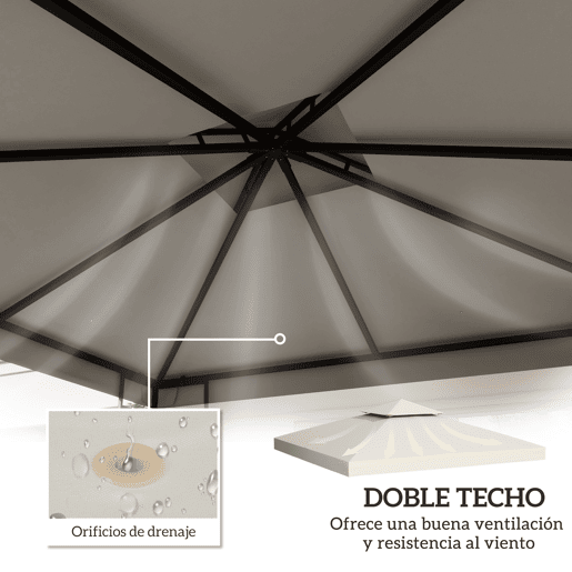 Outsunny Telhado de Reposição para Gazebo, 3x3 m, Cobertura de Reposição com Telhado Duplo, 8 Orifícios de Drenagem e Proteção UV, APENAS Toldo de Reposição para Pavilhão Gazebo, Creme Outsunny Telhado de Reposição para Gazebo, 3x3 m, Cobertura de Reposição com Telhado Duplo, 8 Orifícios de Drenagem e Proteção UV, APENAS Toldo de Reposição para Pavilhão Gazebo, Creme