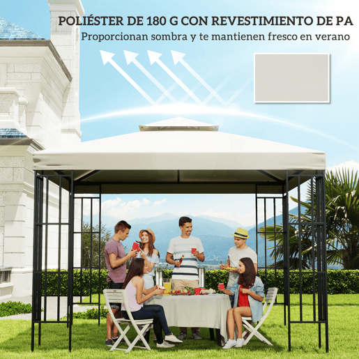 Outsunny Telhado de Reposição para Gazebo, 3x3 m, Cobertura de Reposição com Telhado Duplo, 8 Orifícios de Drenagem e Proteção UV, APENAS Toldo de Reposição para Pavilhão Gazebo, Creme Outsunny Telhado de Reposição para Gazebo, 3x3 m, Cobertura de Reposição com Telhado Duplo, 8 Orifícios de Drenagem e Proteção UV, APENAS Toldo de Reposição para Pavilhão Gazebo, Creme