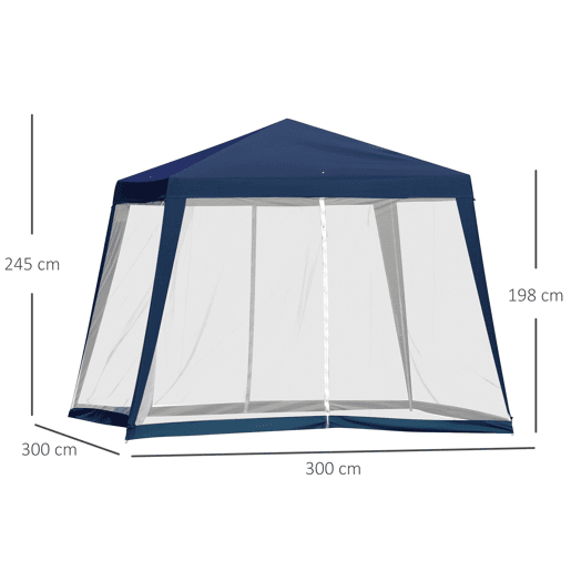 Outsunny Tenda de Jardim 3x3m Tenda com 4 Partes Laterais Rede Mosquiteira com Zíper Proteção UV para Patio Azul Outsunny Tenda de Jardim 3x3m Tenda com 4 Partes Laterais Rede Mosquiteira com Zíper Proteção UV para Patio Azul