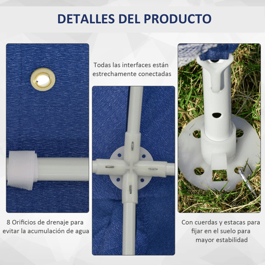 Outsunny Tenda de Jardim 3x3m Tenda com 4 Partes Laterais Rede Mosquiteira com Zíper Proteção UV para Patio Azul Outsunny Tenda de Jardim 3x3m Tenda com 4 Partes Laterais Rede Mosquiteira com Zíper Proteção UV para Patio Azul