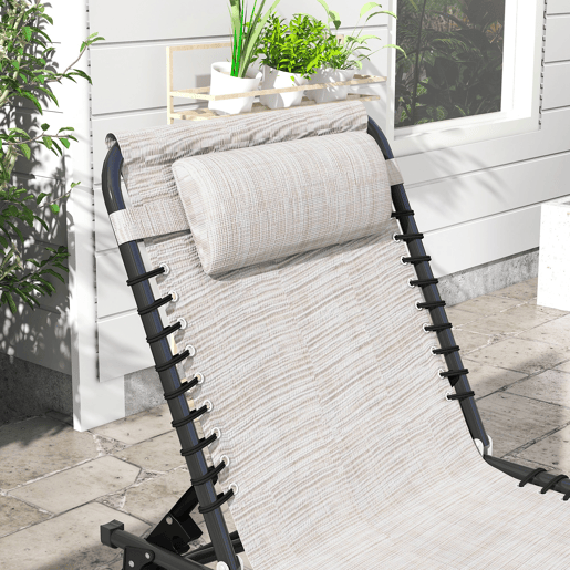 Outsunny Espreguiçadeira de Jardim Dobrável e Ajustável com 4 Posições Espreguiçadeira Reclinável para Exterior Estrutura de Aço 197x58x76 cm Creme