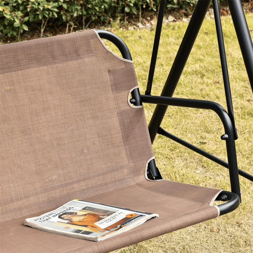 Outsunny Baloiço de Jardim de 2 Lugares Baloiço com Teto Ajustável em Ângulo para Terraço Balcão Carga Máxima 200kg Aço 172x110x155cm Marrom