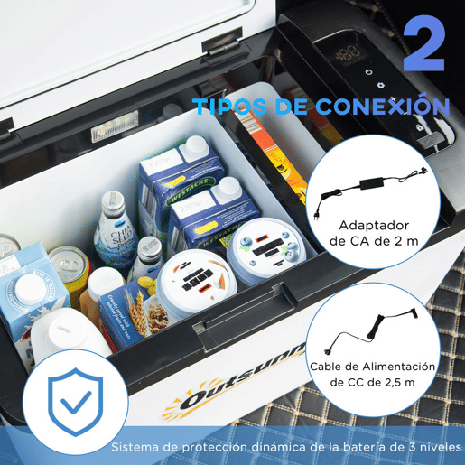Outsunny Geleira Elétrica de Compressor 25L Portátil até -20? com Luz LED e Alças Dobráveis Geleira de Carro 12V24V e 240V para Casa Campismo Viagem 58,5x33,5x35,2cm Branco