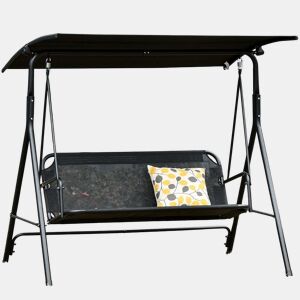 Outsunny Baloiço de Jardim de 2 Lugares Baloiço com Teto Ajustável em Ângulo para Terraço Balcão Carga Máxima 200kg Aço 172x110x155cm Preto